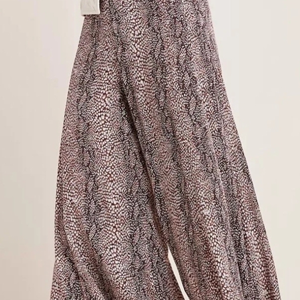 Wide Leg Printed Jumpsuit Pants in Blush Animal Print